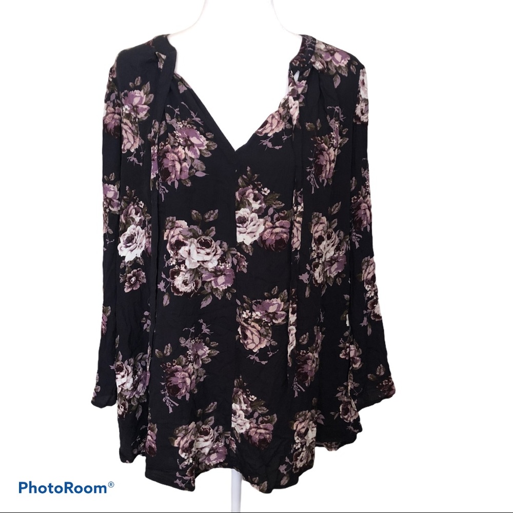 En Creme NWT navy purple floral mini dress